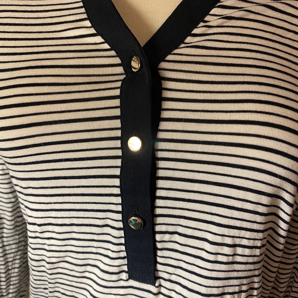 Ann Taylor Navy Blue White stripes/silver buttons - Picture 5 of 8